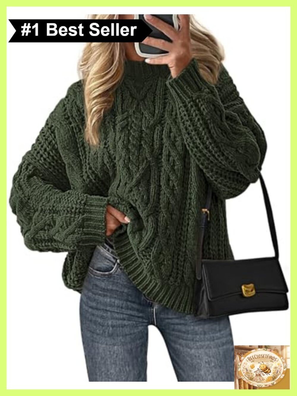 Chunky Cable Knit Crew Neck Pullover Sweater